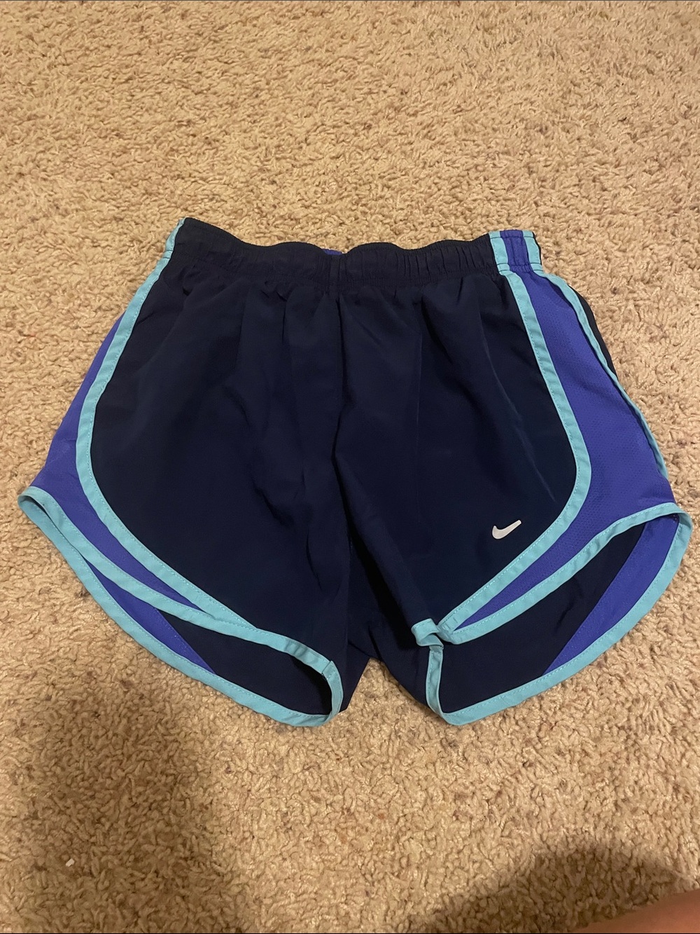Nike Women's Navy Shorts with Teal Trim